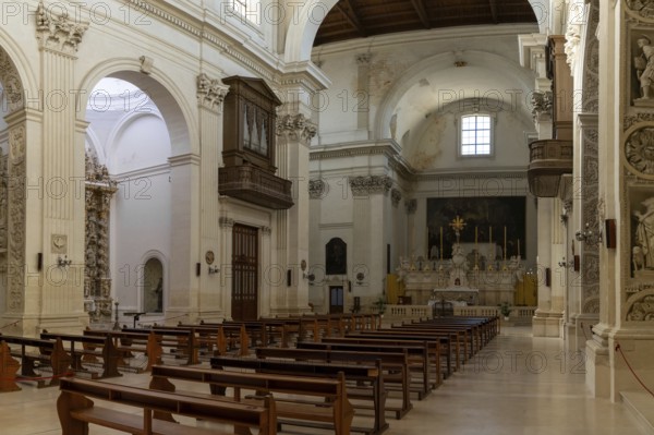 Lecce, Italy, 30 November, 2023: interior view of the Santa Irene church in the old town of Lecce