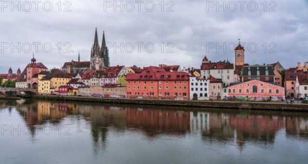 Panoramic view of Regensburg's old town on the Danube in Germany