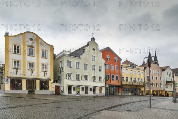 Main market square with historical houses in Eichstatt, Germany