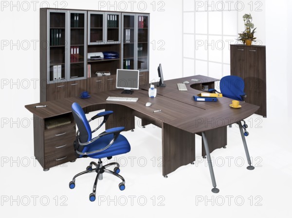 Office furniture on a white background, Novosibirsk, Russia
