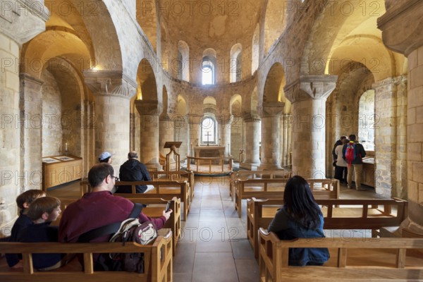 London, UK, May 12 2019: Romanesque Chapel of St John the Evangelist inside the White Tower building at the Tower of London, royal palace and castle by the River Thames in London, England, United Kingdom