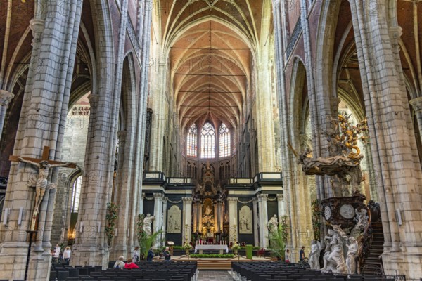 Interior of Saint Bavo's Cathedral, a catholic church in Ghent, Belgium