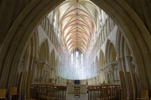 Interior view, Peace Doves, Wells Cathedral, Wells, England, Great Britain