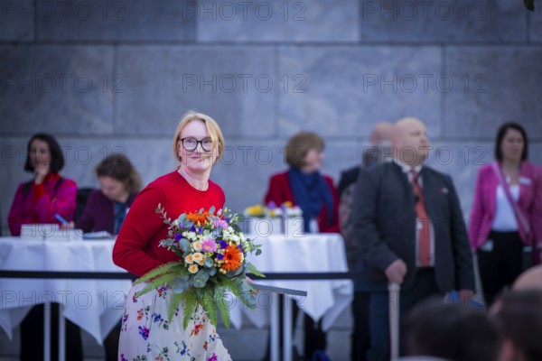 At the new trade fair, 2, 040 exhibitors from 45 countries will present this year's innovations. The motto of this year's fair is Words move worlds . This year's guest country is Norway. Award ceremony of the Leipzig Book Fair 2025 In the fiction category, the award went to Kristine Bilkau for her novel Halbinsel (Luchterhand), Leipzig, Saxony, Germany
