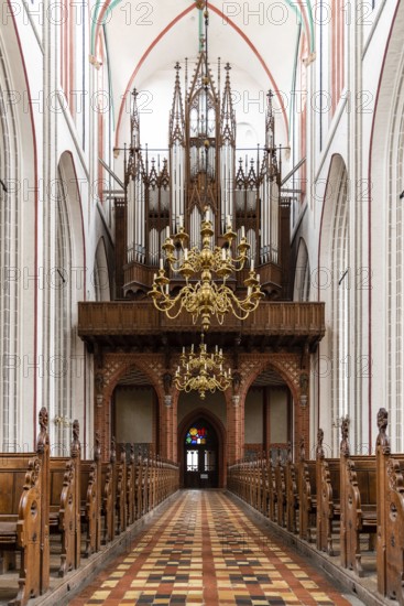 Schwerin, Germany, August 2, 2019: Interior view of Cathedral. It is an Evangelical Lutheran Cathedral dedicated to the Virgin Mary and Saint John