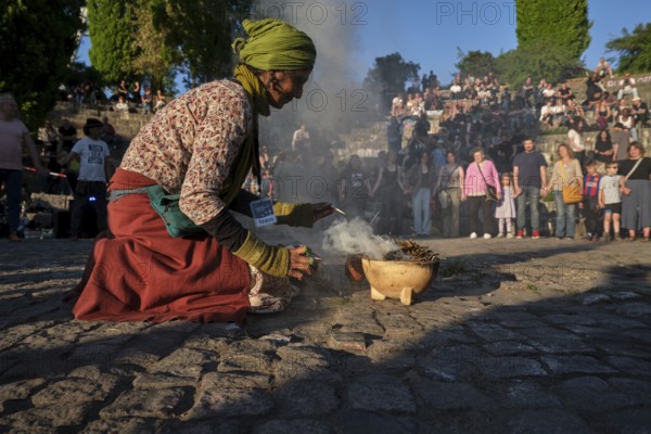 Germany, Berlin, 30.04.2025, Peaceful Walpurgis in Mauerpark, Amphitheatre, Preparation Peace Circle, Incense