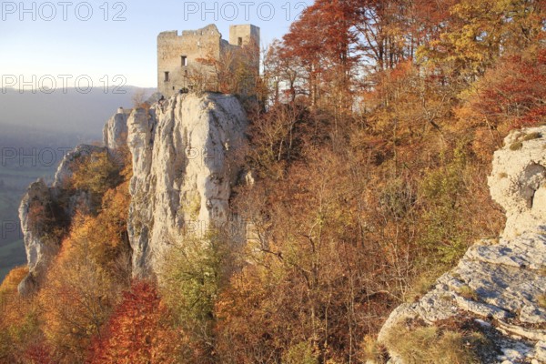 Ruins of castle Reußenstein on the Swabian Alb near Kirchheim unter Teck. Ruins of castle Reußenstein in Swabia, Baden-Württemberg province, Southern Germany