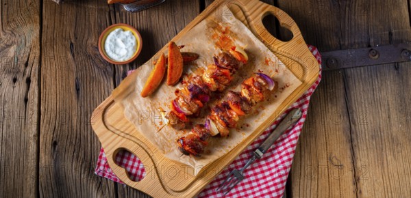 Sweet potato fries with spicy paprika shashlik