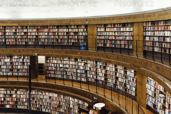 Stockholm, Sweden, August 8, 2019: Interior view of Stockholm Public Library, an iconic building designed by Gunnar Asplund architect