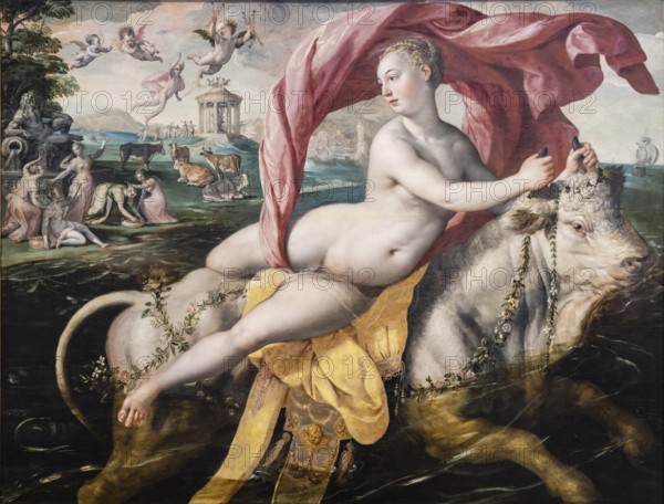 The Rape of Europa, Oil on panel, Martin de Vos, 1570-1575, Museo de Bellas Artes, Bilbao, Spain