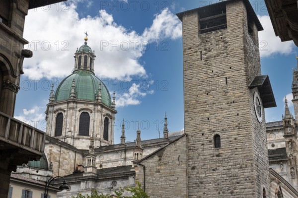 Architectural detail of the roof of the Como cathedral, Italy