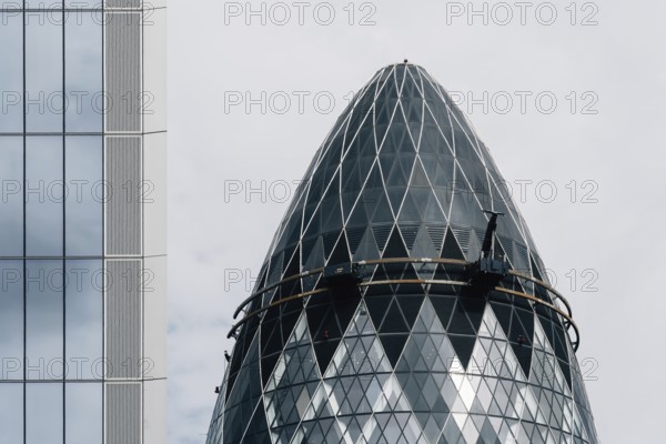 London, UK, August 25, 2023: The Gherkin Building or 30 St Mary Axe by Norman Foster architects. City of London