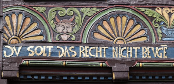 Half-timbered house, Weser Renaissance style, Hoexter, Weser Uplands, North Rhine-Westphalia, Germany, Europe, Fachwerkhaus, Weserrenaissance, Höxter, Weserbergland, Nordrhein-Westfalen, Deutschland, Europe, Europa