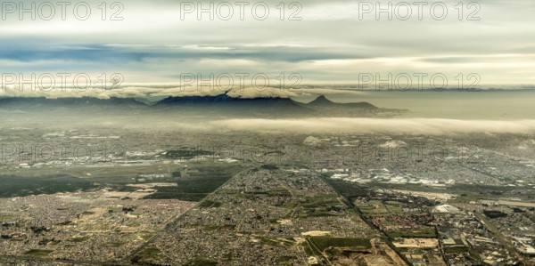 Aerial view of the of the mountainous terrain in the outskirts of the city of Cape Town, South Africa