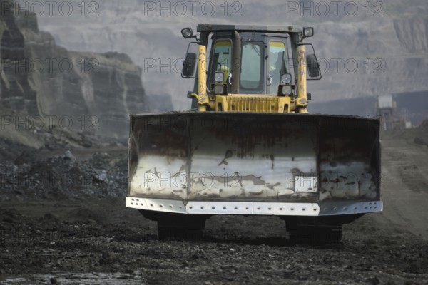 Bulldozer in coal mine
