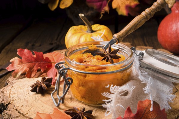 Ein köstlicher herbstlicher cremiger hokkaido kürbis pure