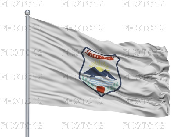 Krusevo Municipality City Flag On Flagpole, Country Macedonia, Isolated On White Background