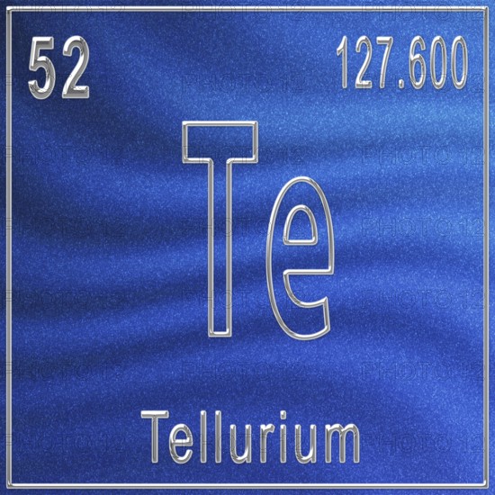 Tellurium chemical element, Sign with atomic number and atomic weight, Periodic Table Element