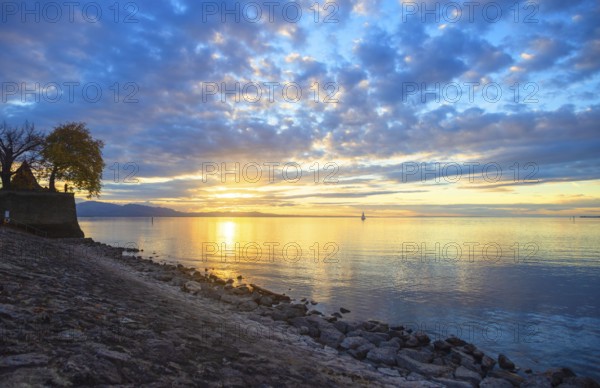 Sunset at the City Lindau at the Lake Constance, Bavaria, Germany