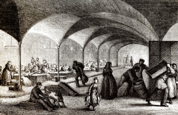 Les Halles de Paris, Markt für frische Lebensmittel, 19. Jahrhundert