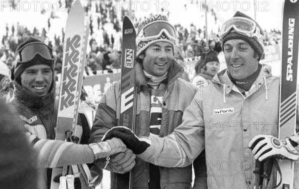 Ingemar Stenmark born 18 March 1956 is a Swedish former World Cup alpine ski racer. He is regarded as one of the most prominent Swedish athletes ever, and as the greatest slalom and giant slalom specialist of all time. Pictured in Åre Sweden in the middle between Phil Mahre USA and Gustav Thöni Italy