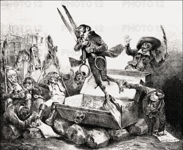Caricature, Résurrection de la Censure, resurrection of censorship, by J. J. Grandville