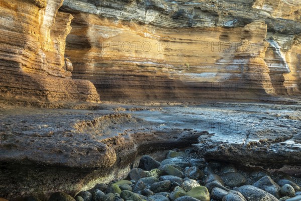 Rock formation in the morning light on the Costa Silencio, Tenerife