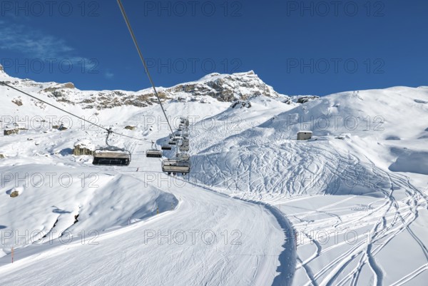 View of the Matterhorn and the ski slopes of Cervinia