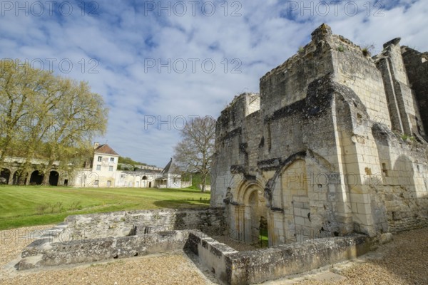 Church in ruins, 12th century, Cartuja del Liget, municipality of Chemillé-sur-Indrois, Loire Valley Centre, France, Western Europe