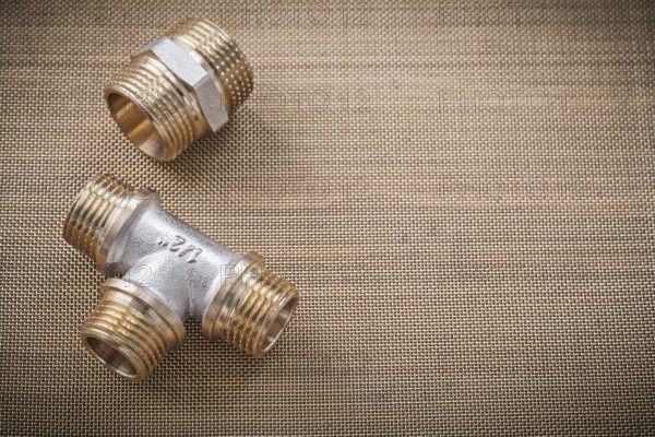 Brass plumber fixtures pipe fittings on water mesh filter