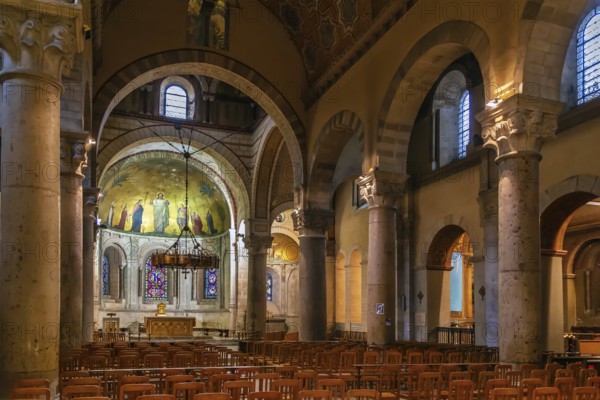 Basilica of Saint-Martin d'Ainay is a Romanesque church in the historic centre of Lyon, France. Interior