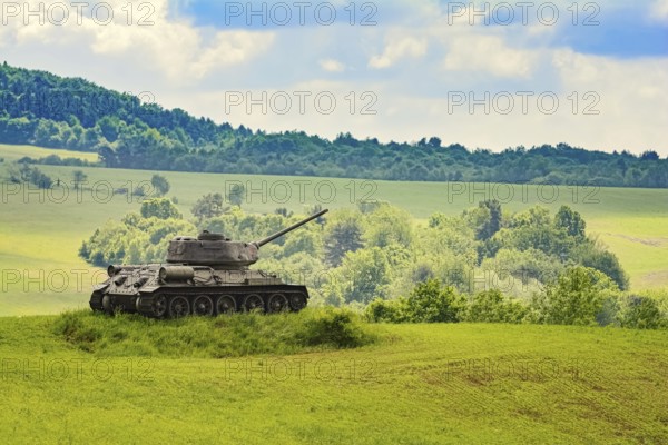 Tank of World War 2 on the Field Kapisova, Slovakia