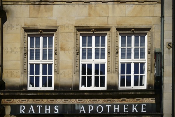 The façade of an old and heritage-protected pharmacy
