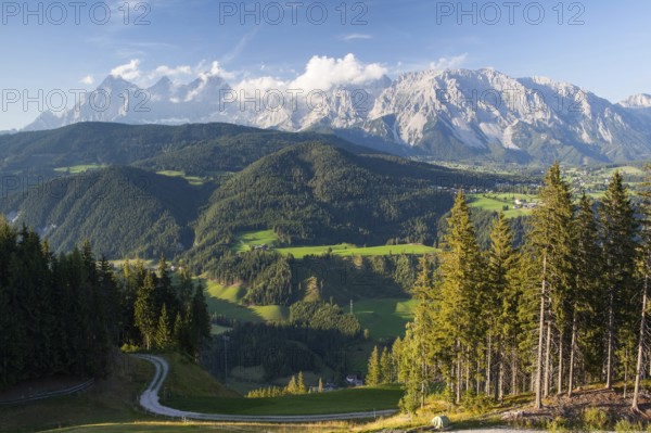 View from mountain to the valley near the Schladming city in Austria