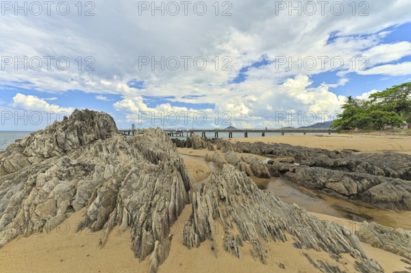 Beach view near Palm Cove Jetty with beautiful rocks formation. Reupload after color adjustment