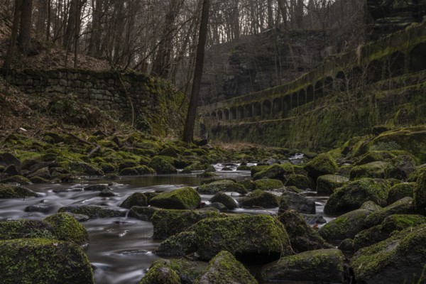 The Lohmen Gorge with the historic hydroelectric power plant power station
