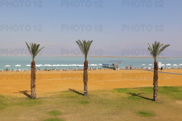 Medical beach luxury hotel at the Dead Sea in Israel. Sunny spring day