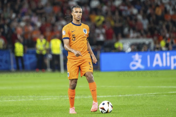 BERLIN, GERMANY - JULY 6, 2024: Euro 2024 quarterfinal match Nederlands vs Turkey (Turkiye) 2:1. In action Nathan Ake.