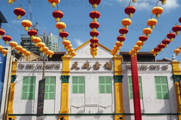 11.02.2019, Singapore, Republic of Singapore, Asia, Annual street decoration with lanterns for the Chinese Lunar New Year along South Bridge Road in Singapore's Chinatown district