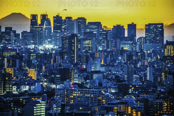Sunset from the Bunkyo Civic Center (Shinjuku). Shooting Location: Tokyo metropolitan area