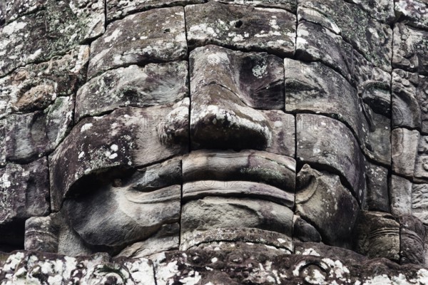 Buddhist gatekeepers, mystical, enchanted, close-ups, Khmer Kingdom, Theravada Buddhism, Unesco World Heritage Site, sacred statues, Angkor Thom, Angkor Wat, Siem Reap, Cambodia, Southeast Asia
