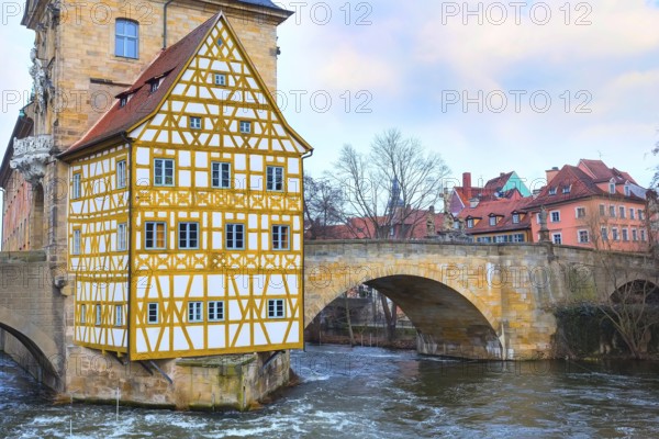 Ikone der Oberen Brücke oder Brucke und des Alten Rathauses in Bamberg, Deutschland