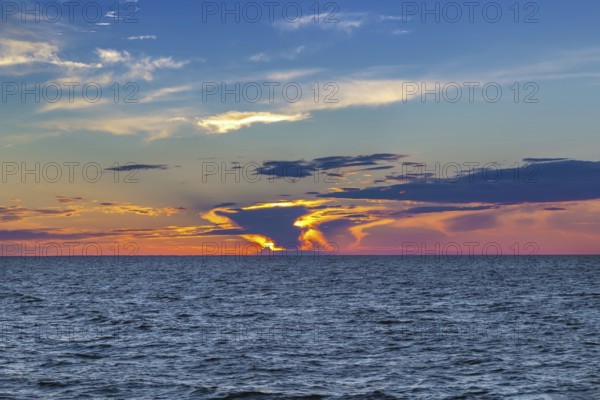 Sunset on Ladoga lake in summer, Russia