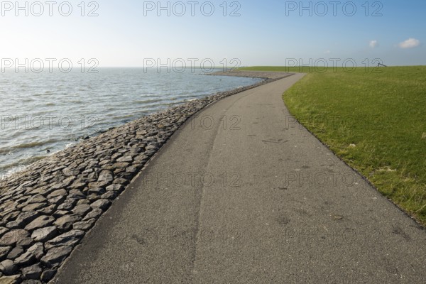The so-called Wadden dyke on the island of Terschelling in the North Sea in the Netherlands part of the UNESCO World Heritage Program