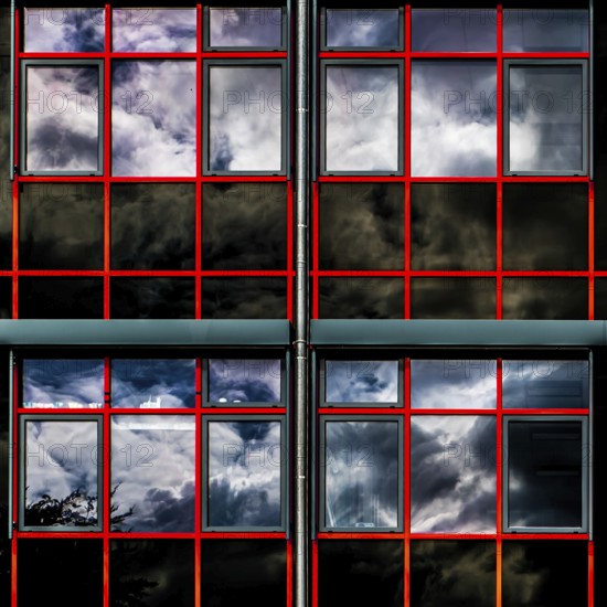 Abstract lines and squares of an office building, Bayreuth, Germany, August 2017