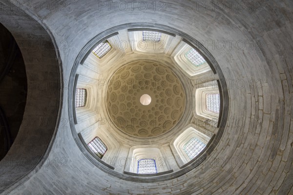 Vannes, France, August 6, 2018: Direcly below view of the dome of the chapel of St. Vincent Ferrer in the Cathedral of Vannes. It is a Roman Catholic church dedicated to Saint Peter in Gothic style