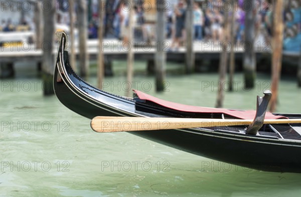 Ancient gondolas boat in Venice. Close up gondola