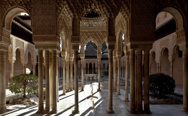 Nasrid Palace, Courtyard of the Lions (Patio de los Leones) View across the fountain to the east