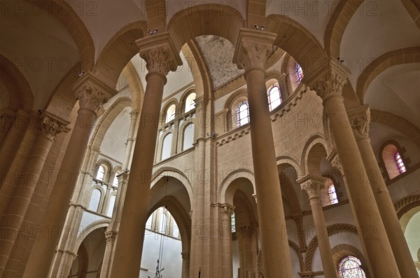 France Paray-le Monial Burgundy Basilica Sacre-Coeur. Begun around 1100 View through the choir aisle to the north-northwest Colour version 2005 according to the findings of the 15th century, St., Saint, Saint