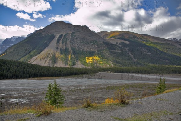 The well-known mountains in the north of Canada in September